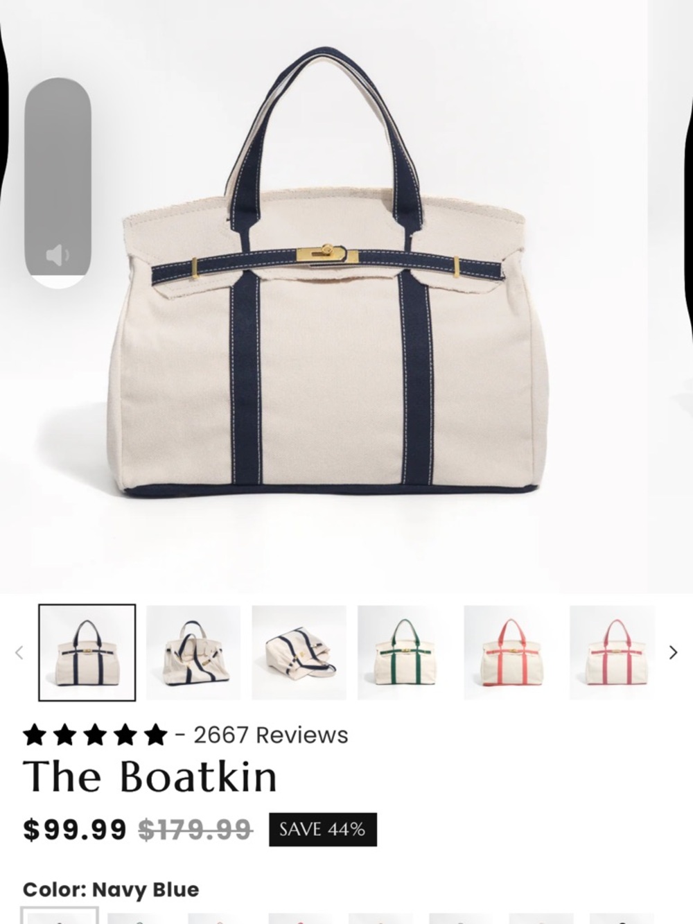 The Boatkin Navy Blue and Cream Tote